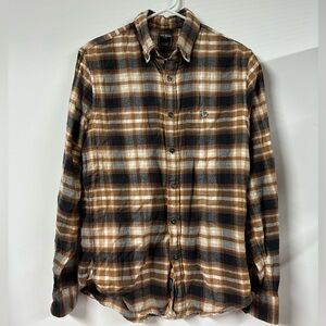 Todd Snyder Mens Small Button Down Long Sleeve Plaid Flannel Cream Black